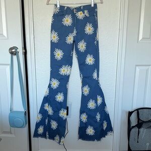 Altar'd State Blue and White Floral Jeans